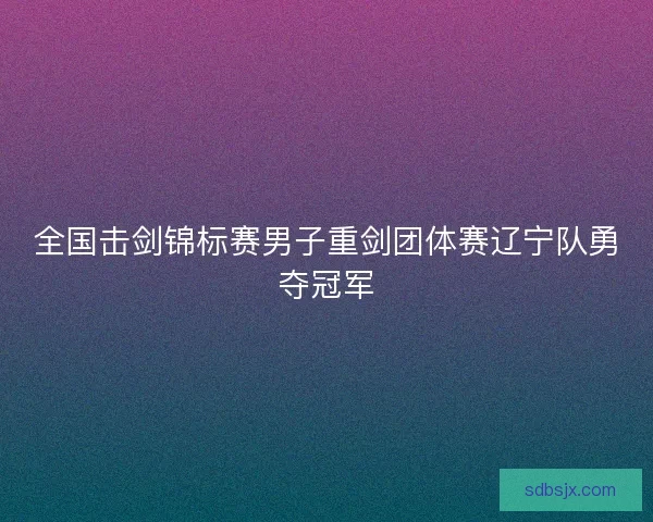 全国击剑锦标赛男子重剑团体赛辽宁队勇夺冠军